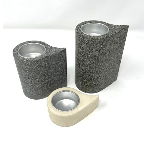 ONLY 3 PartyLite Stone Puzzle Stepped Tealight Candle Holders P7982 Set of 3 - Picture 2 of 5